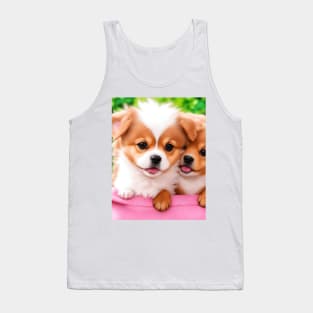 Cute puppies in a basket Tank Top